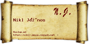 Nikl János névjegykártya